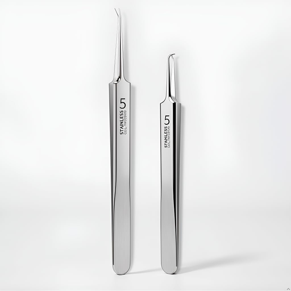 3 Pcs Professional Blackhead Tweezer Professional Facial Blackhead Remover Tweezers Precision Extractor Acne Removal Kit Pimple Popper Tool with Storage Box Skin Care Tools (Silver)