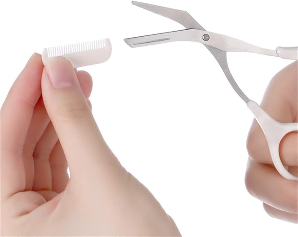 Eyebrow Trimmer with Razors, Eyebrow Scissors Comb for Women and Men, All-in-One Shaper Epilator Hair Remover, Multipurpose Exfoliating Dermaplaning Tool Razors Set-1 Pack