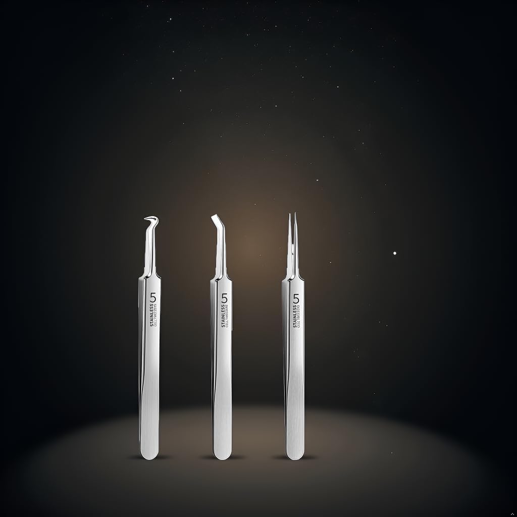 3 Pcs Professional Blackhead Tweezer Professional Facial Blackhead Remover Tweezers Precision Extractor Acne Removal Kit Pimple Popper Tool with Storage Box Skin Care Tools (Silver)