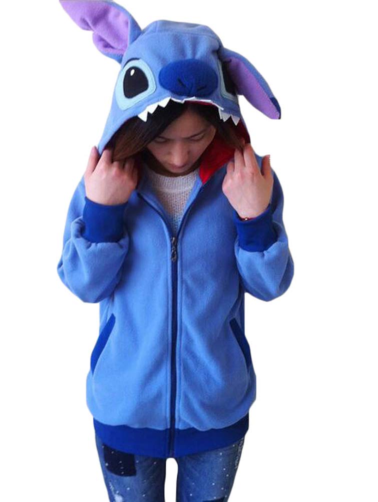 King Ma Unisex Cute Cartoon Zipper up Hoodie Tops Cosplay Costume