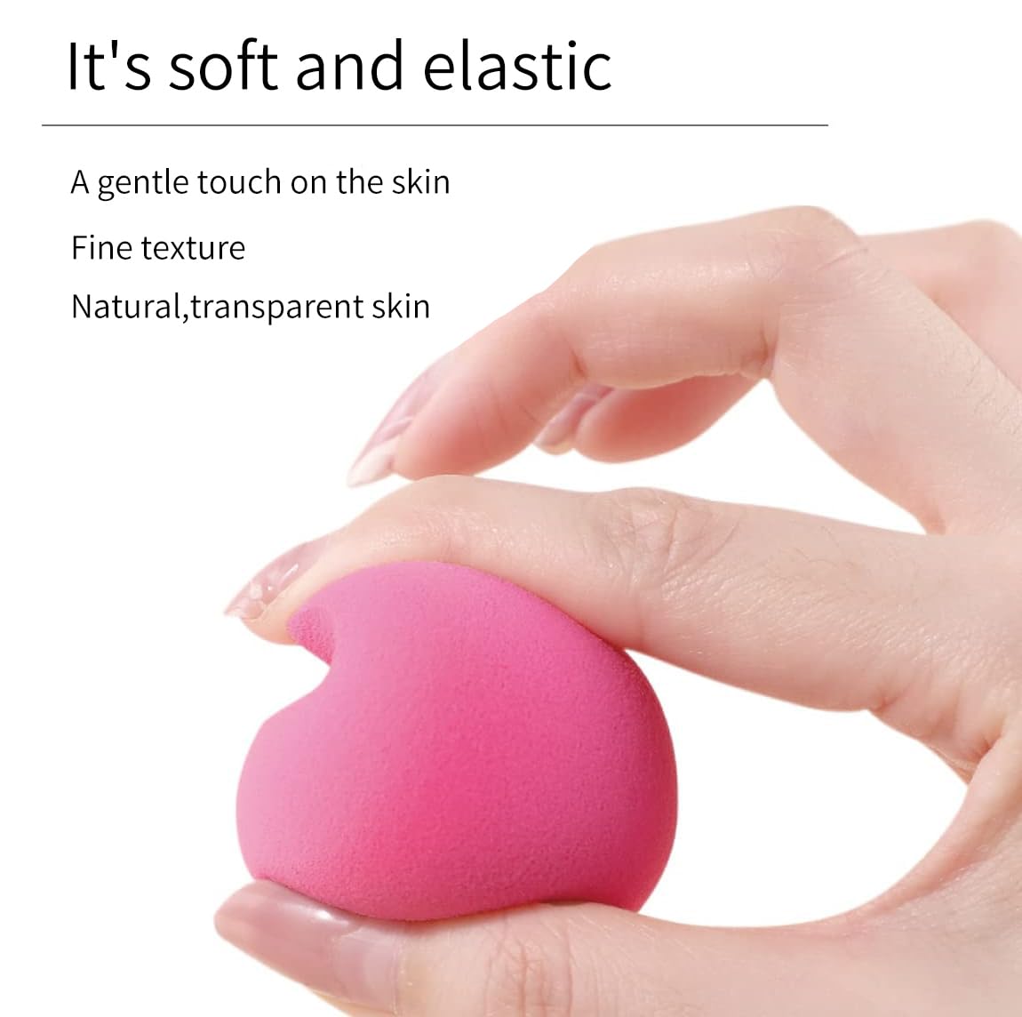 SIXPLUS Multifunctional Makeup Sponge Puff, Teardrop Shape, Diagonally Cut Flat Surface, Soft, Dry and Wet Use, Makeup Tool, Makeup Puff (Rose Red)