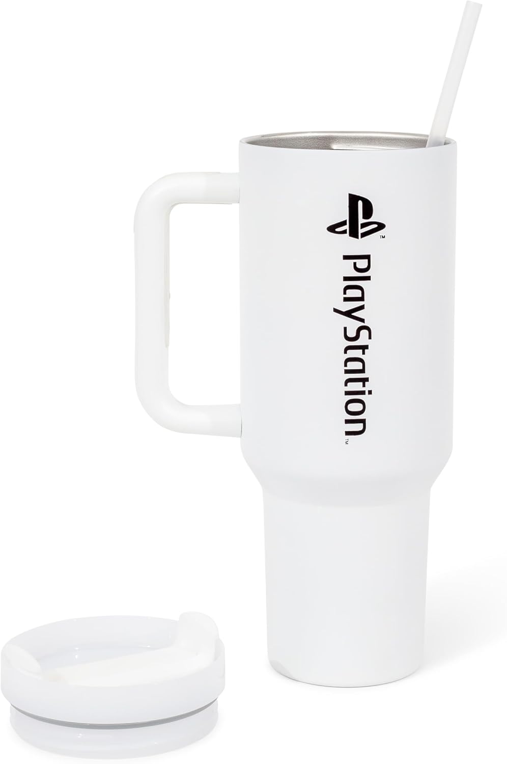 Pyramid America PlayStation Controller Icons Metal Travel Tumbler With Leak-Resistant Lid and Reusable Straw | Holds 40 Ounces