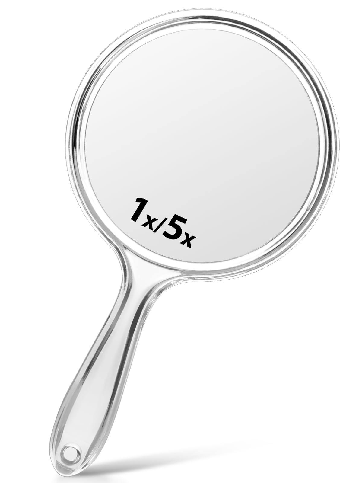 Double-Sided Handheld Mirror with 1X/15X Magnification, Perfect for Travel and Makeup, 8.3" L x 4.5" W(Transparent Black, 1PC)