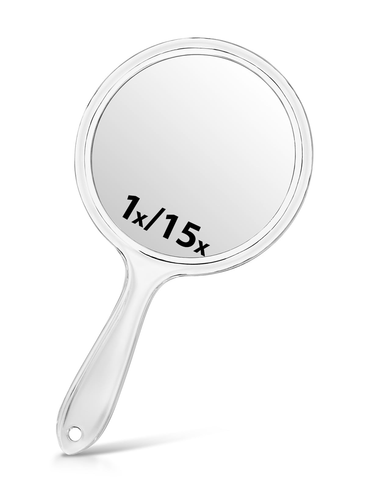 Double-Sided Handheld Mirror with 1X/15X Magnification, Perfect for Travel and Makeup, 8.3" L x 4.5" W(Transparent Black, 1PC)