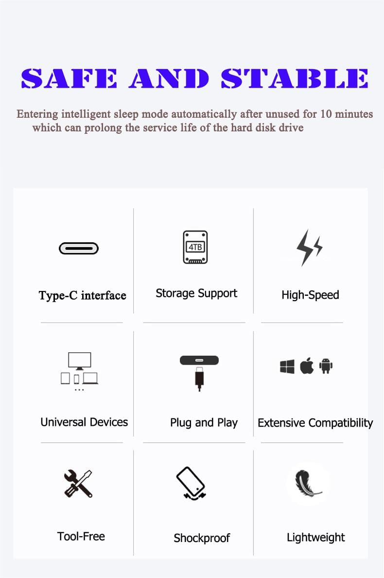 250GB Ultra Slim Portable External Hard Drive USB 3.1 Type C HDD Storage for PC, Mac, Laptop, PS4, Xbox one