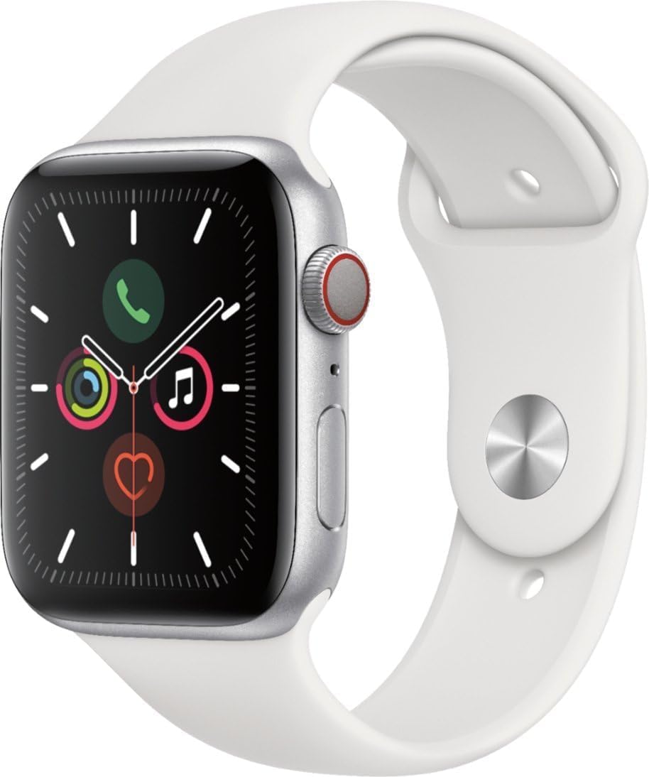Apple Watch Series 5 (GPS + Cellular, 44MM) - Space Gray Aluminum Case with Black Sport Band (Renewed)