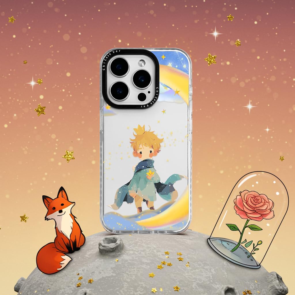 for iPhone 12 Case, Cartoon Pattern with Little Prince-Like, Military-Grade Drop Protection, Cute Soft Slim TPU Protective Cover with Camera Lens Protection for Women & Girls