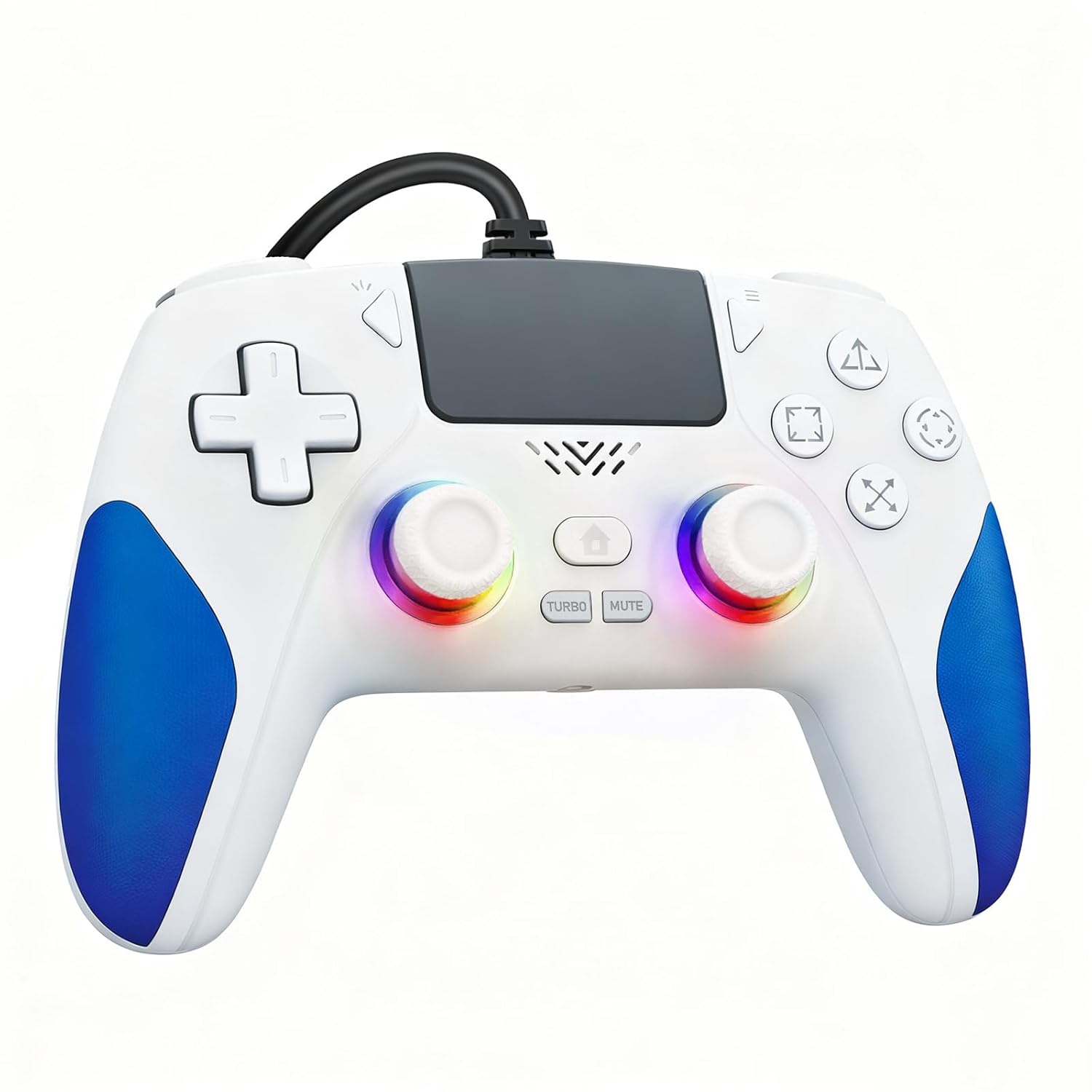 Kamylorus Wired Controller for PS-5/PC, Gaming Controller with Dual Vibration, Programmable/Remap/Turbo/RGB Light, 3.5MM Headphone Jack