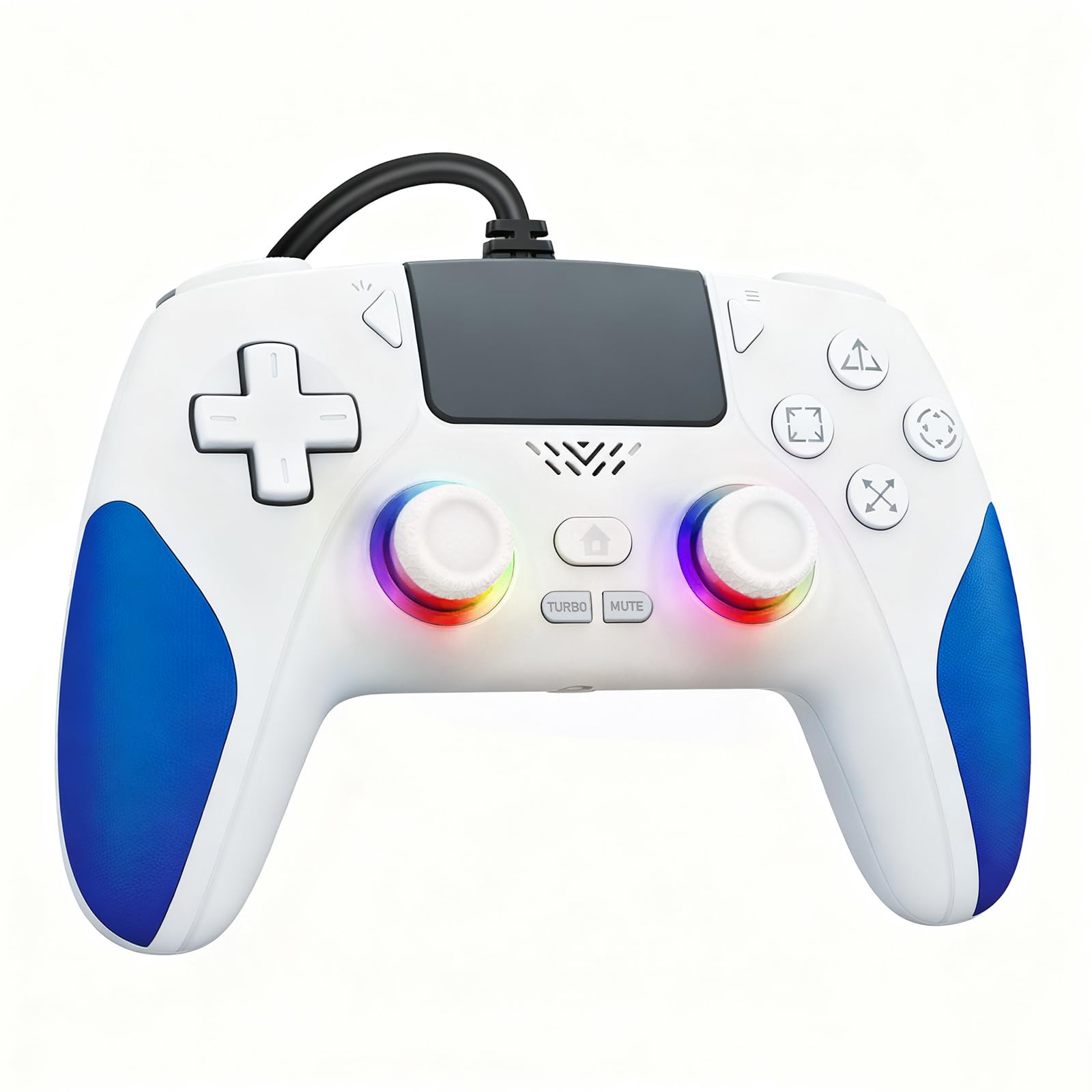 Kamylorus Wired Controller for PS-5/PC, Gaming Controller with Dual Vibration, Programmable/Remap/Turbo/RGB Light, 3.5MM Headphone Jack