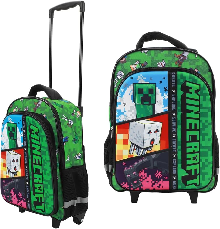 Minecraft Rolling 16” Backpack with Adjustable Handle