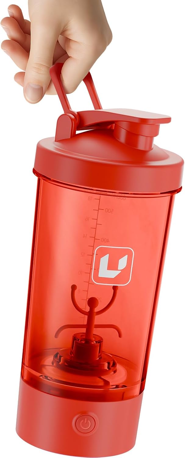 Electric Shaker Bottle USB C Rechargeable Protein Shaker Bottle Shaker cups for Protein Shakes Mixer with 24oz BPA Free Tritan Meal Replacement Shakes Made with Tritan Portable Blender Cup (Red)