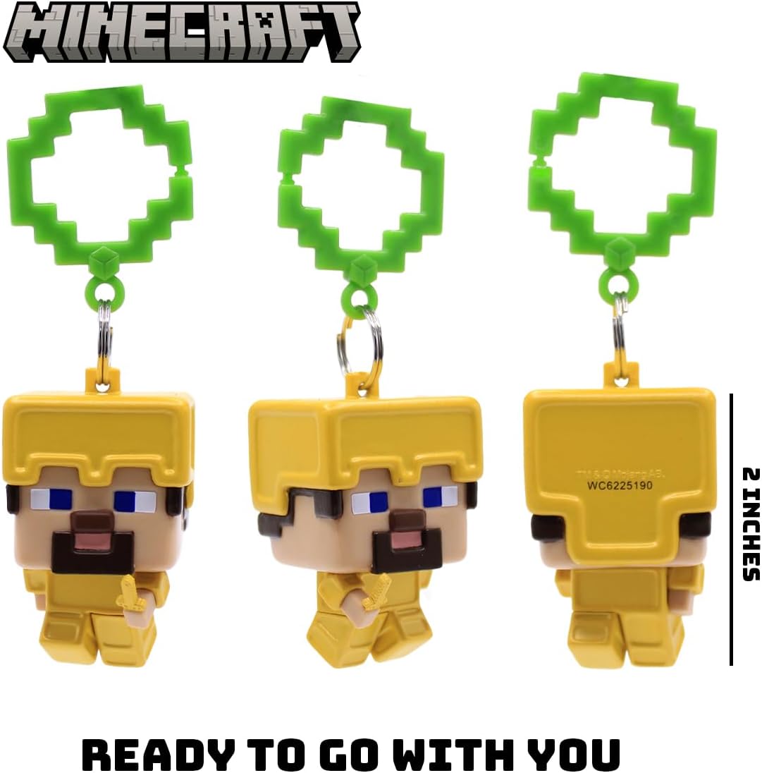 Officially Licensed Minecraft Backpack Hangers – Surprise Blind Box Figure – Durable Plastic Keychain Accessory for Backpack, Lunchbox, Gifts – Ages 3+ (Series 1)