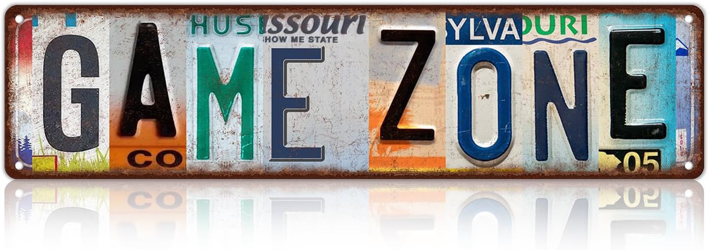 Vintage Game Zone Wall Decor Street Signs Metal Tin Signs 16 x 4 Inches