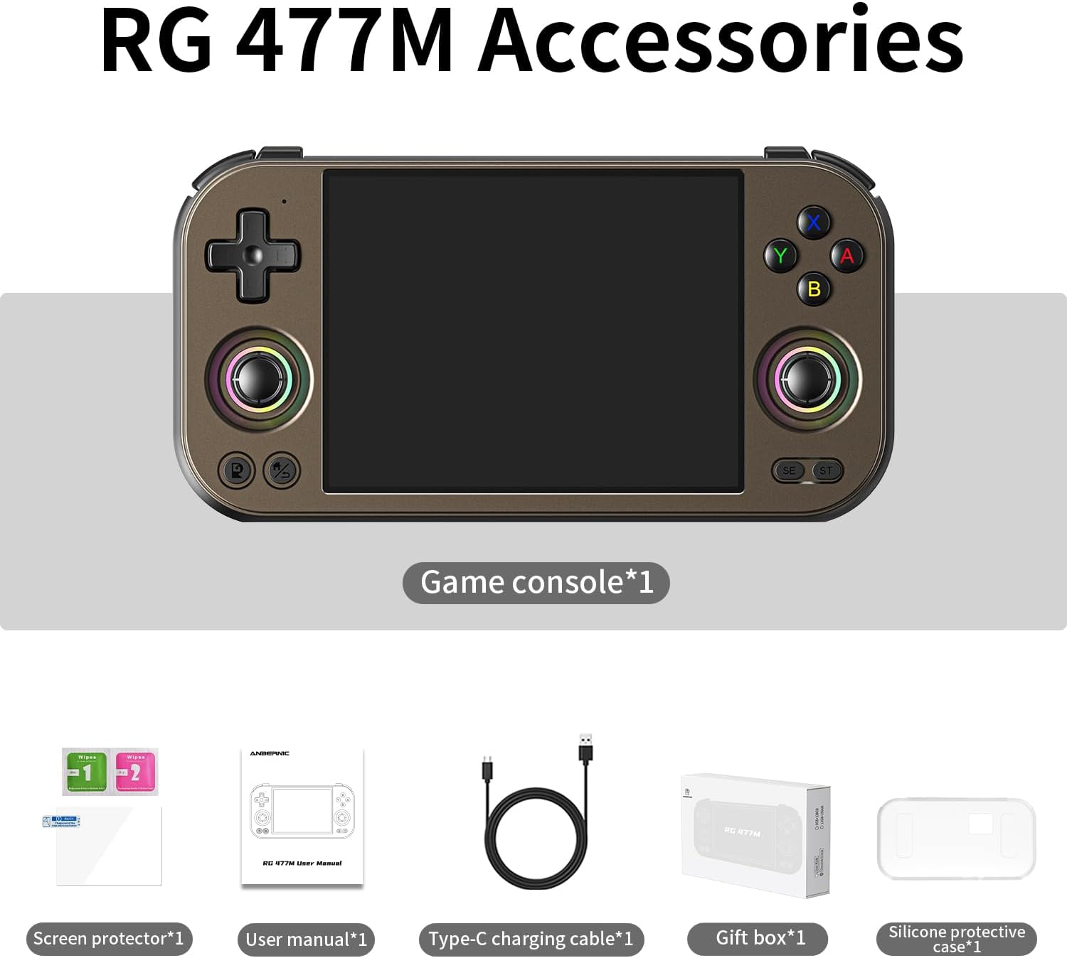RG477M Retro Handheld Game Console , Aluminum Alloy CNC Dimensity 8300 Android14 System 4.7-inch Touch Handheld Game Console WiFi/Bluetooth Hall Joystick RGB Light 5300mah 12+ 256gb