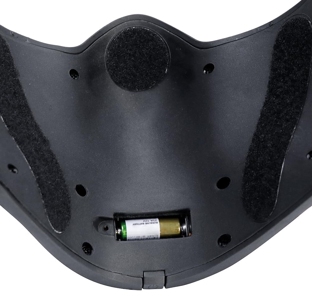 Punk Mask LED Half Face Halloween Light Up Scary Cosplay Party Props Costume for Men, Futuristic Techwear Mask Music Festival for Men Women Adult