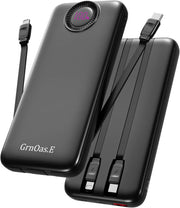 Power Bank,10000mAh 22.5W Max Portable Charger Built in Cables，4 Outputs 2 Inputs External Phone Powerbank,5V/3A Fast Charging Travel Charger for iPhone Android iPad,(Pearl Black)