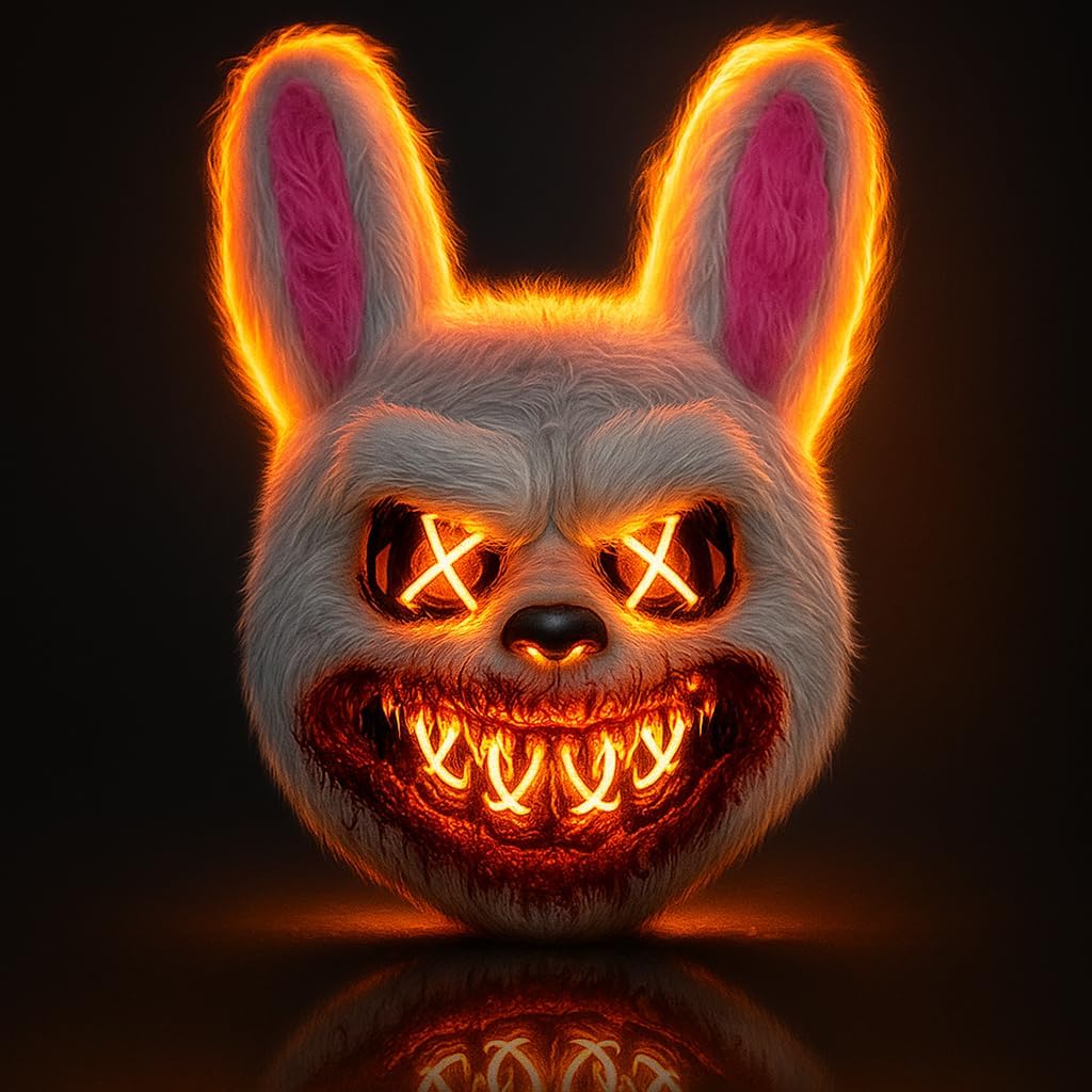KatchOn, Halloween Mask LED Light Up Bunny Mask - Purge | Realistic Movie Cosplay, Halloween Cosplay Party
