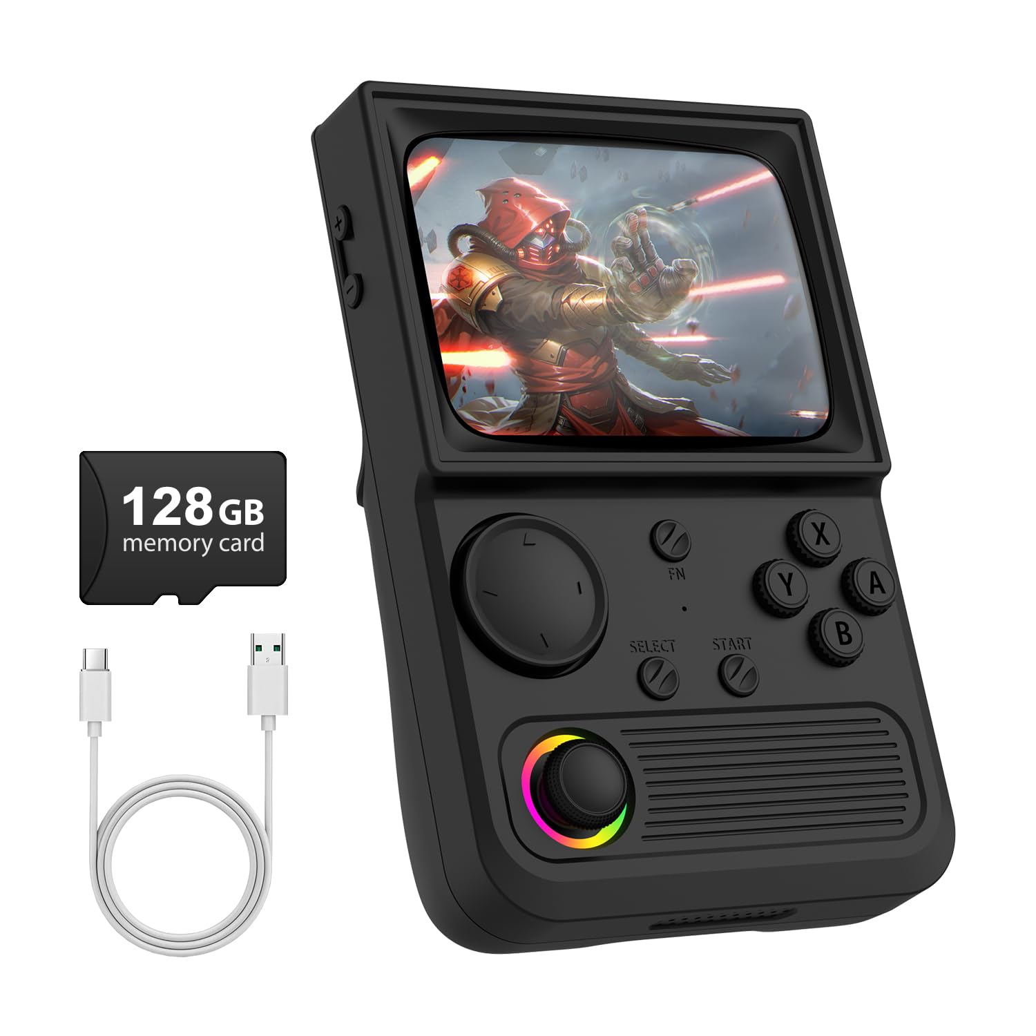 R36T Retro Gaming Console, 3.5'' IPS Screen CRT-Inspired, Handheld Game Console with 18000+ Classic Games Supports WiFi Networked Fighting and OTG, 3500mAh Battery, with Portable Case(Grey 64GB)