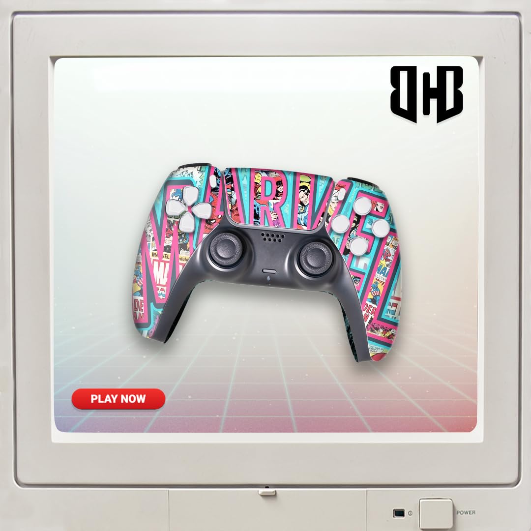 Marrvel Custom PS-5 Controller Wireless compatible with Play-Station 5 Console by BCB Controllers | Proudly Customized in USA with Permanent HYDRODIP Printing(NOT JUST A SKIN)(MODDED)