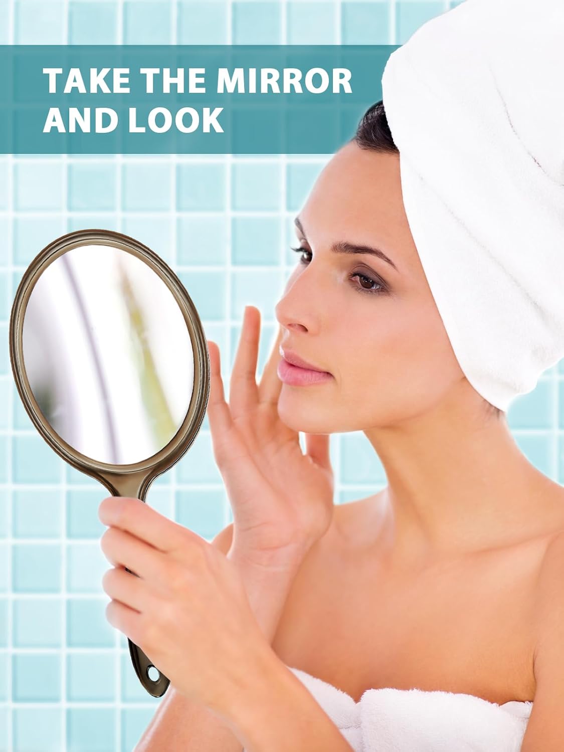 Double-Sided Handheld Mirror with 1X/15X Magnification, Perfect for Travel and Makeup, 8.3" L x 4.5" W(Transparent Black, 1PC)