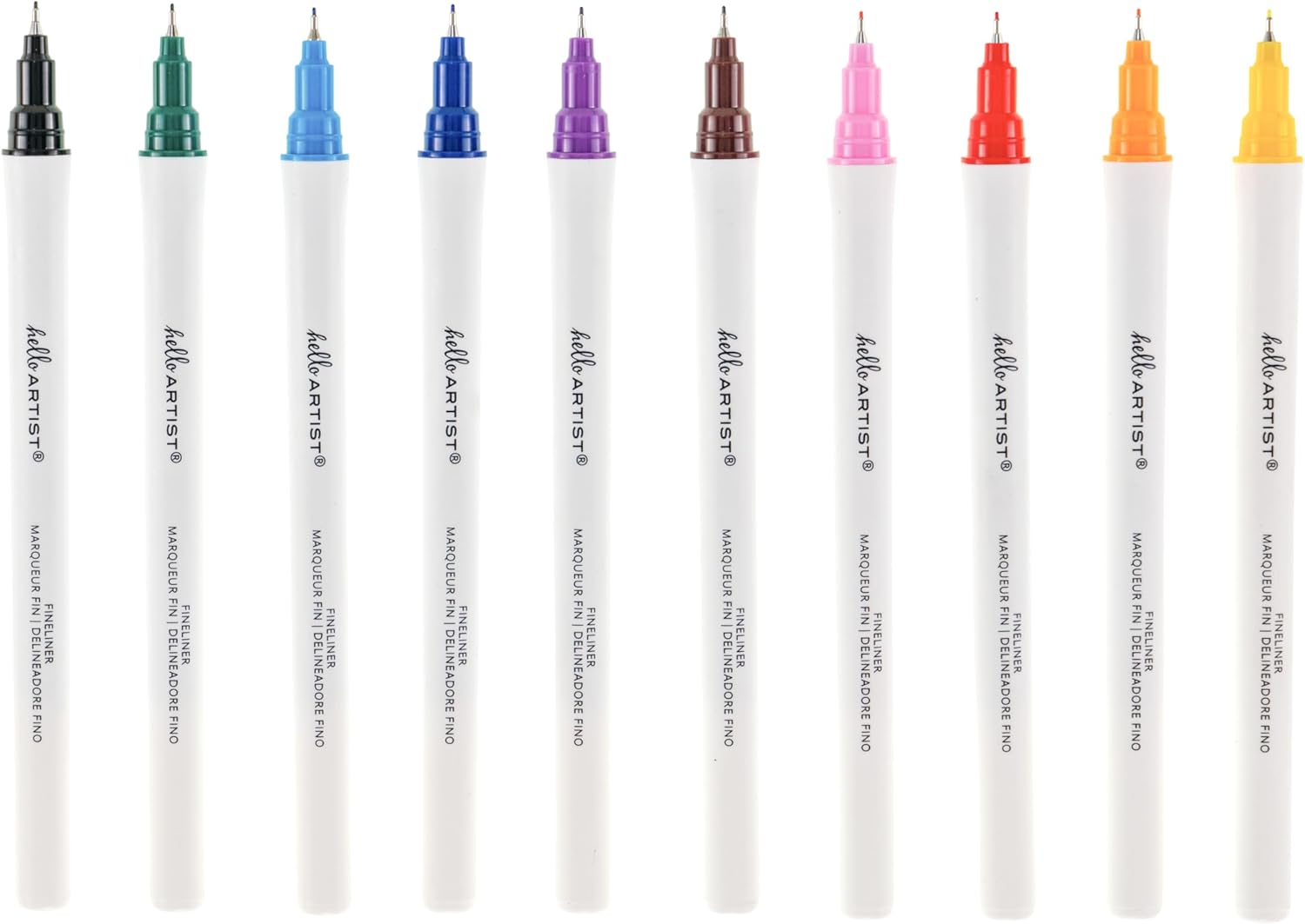 Fineliner Pens, Set of 10, Vibrant Colors, Vibrant, For Artists, Journaling, Coloring, Home or Classroom Use, Non-Toxic