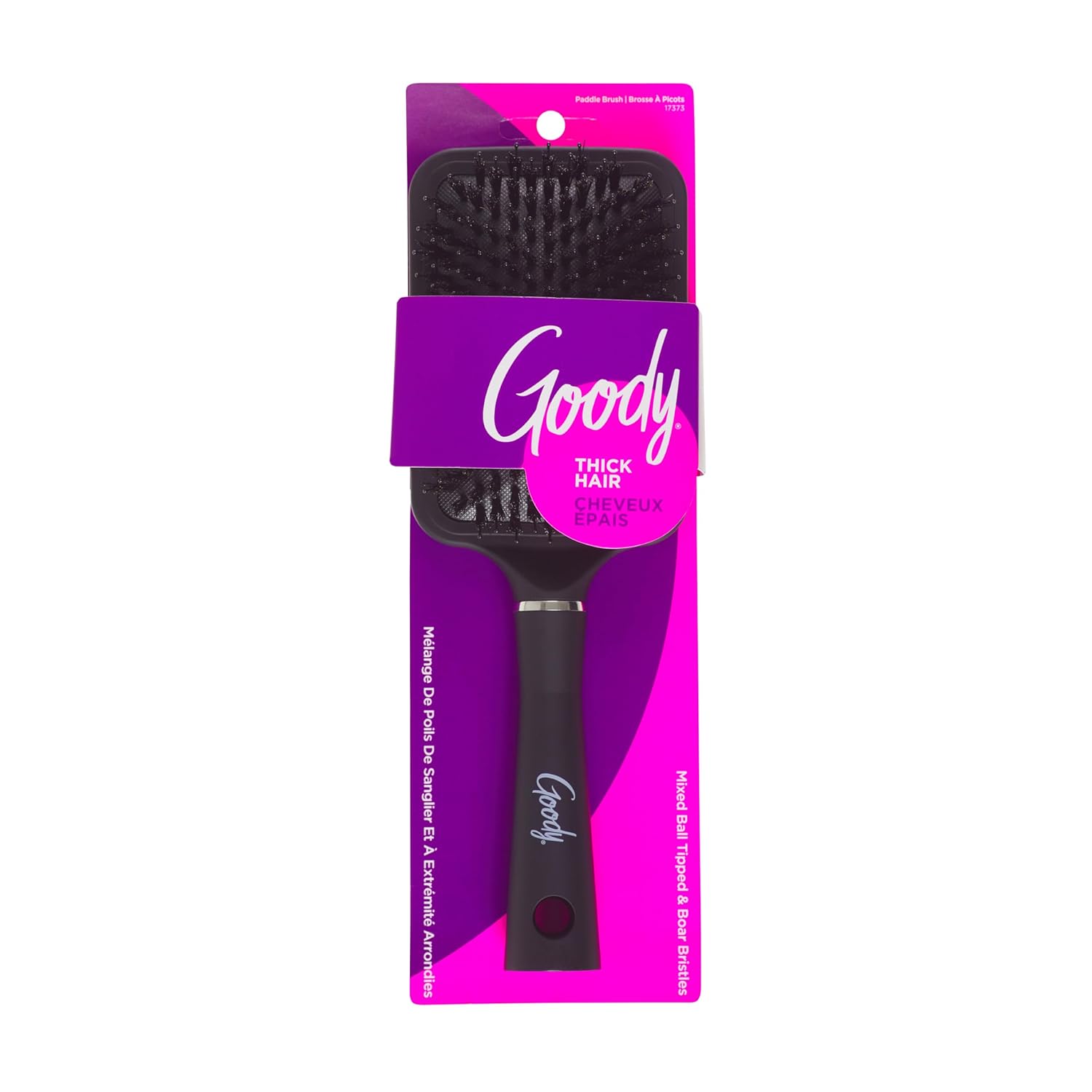 Goody Detangle It Paddle Brush, Black, Custom Style Detangler with Nylon & Boar Bristles, Use as a Detangling or Styling Brush to Tackle Tangles & Knots, For Thick Hair
