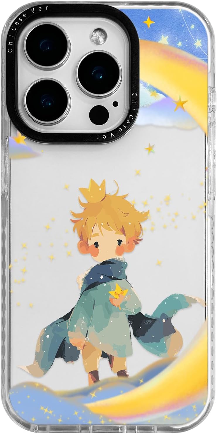 for iPhone 12 Case, Cartoon Pattern with Little Prince-Like, Military-Grade Drop Protection, Cute Soft Slim TPU Protective Cover with Camera Lens Protection for Women & Girls