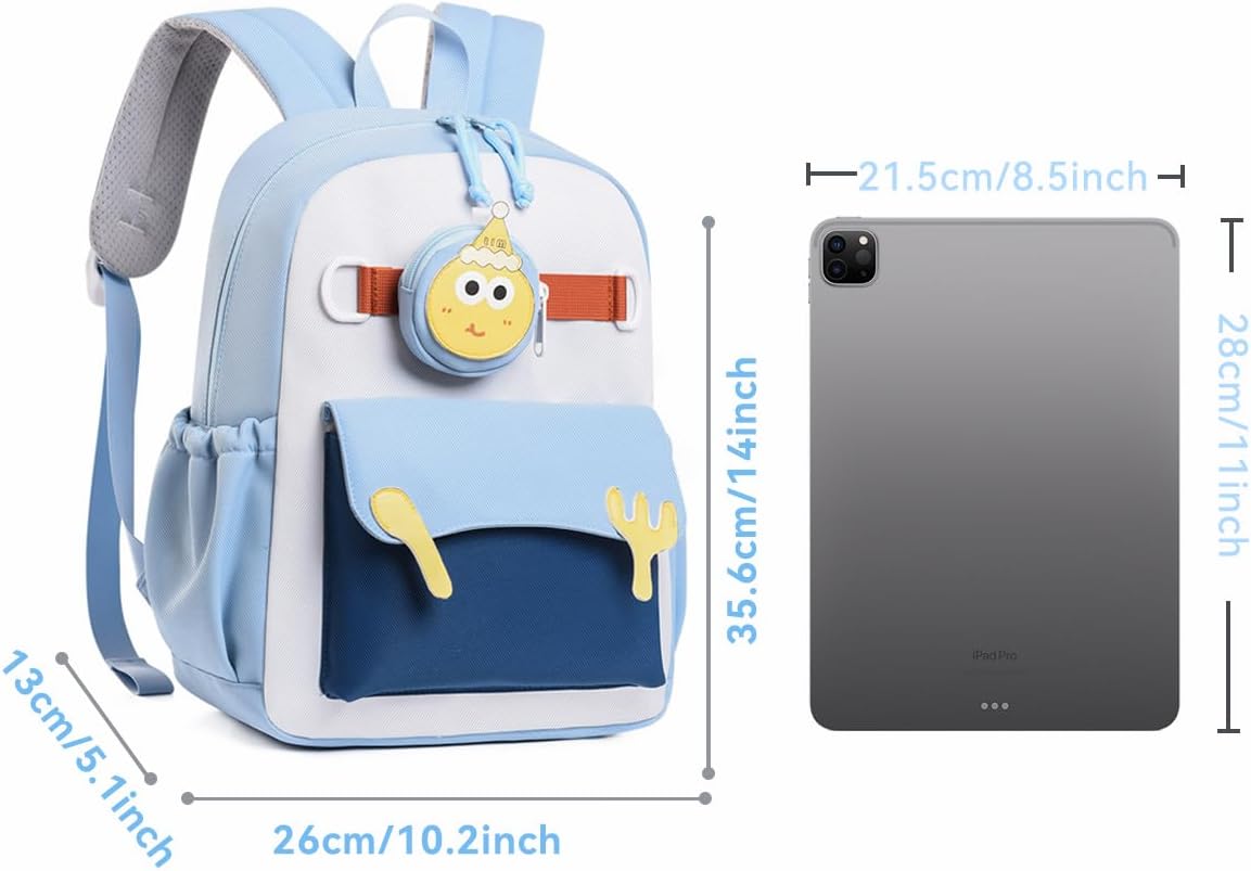 Kids Backpack for Boys and Girls 14 Inch Lightweight Preschool Bookbag with Removable Pouch and Double Zipper, Durable Daypack for Daycare and Travel