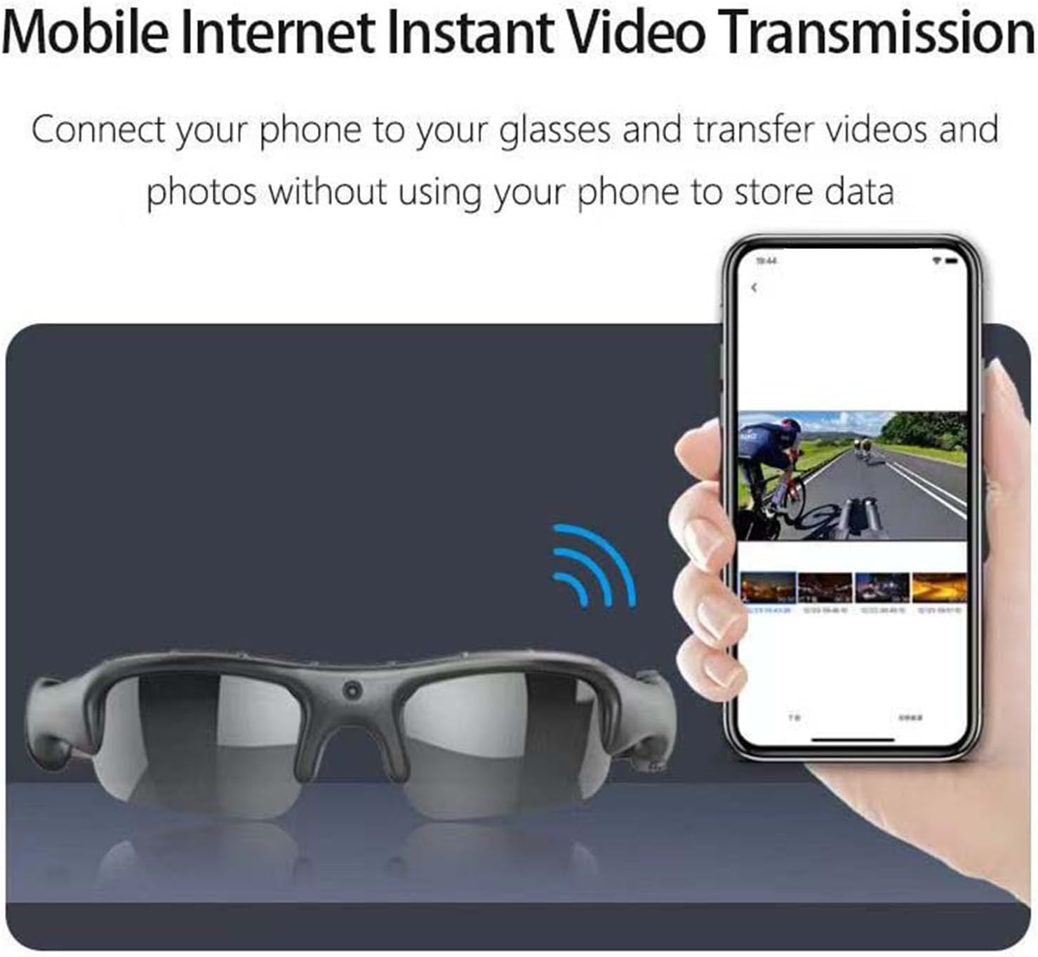 ASHATA Camera Glasses, Smart Video Glasses WiFi 1080P HD Recording 12MP Photos Polarized Sunglasses with 128GB Memory Card, for Outdoor Sports Travel Vlog