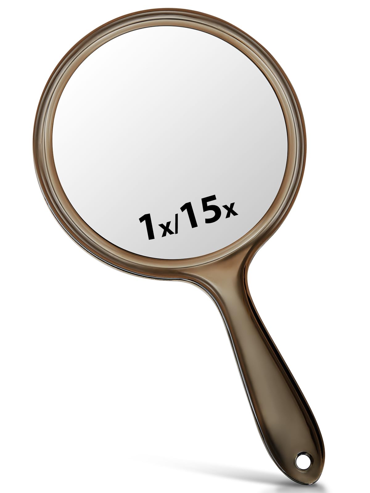 Double-Sided Handheld Mirror with 1X/15X Magnification, Perfect for Travel and Makeup, 8.3" L x 4.5" W(Transparent Black, 1PC)