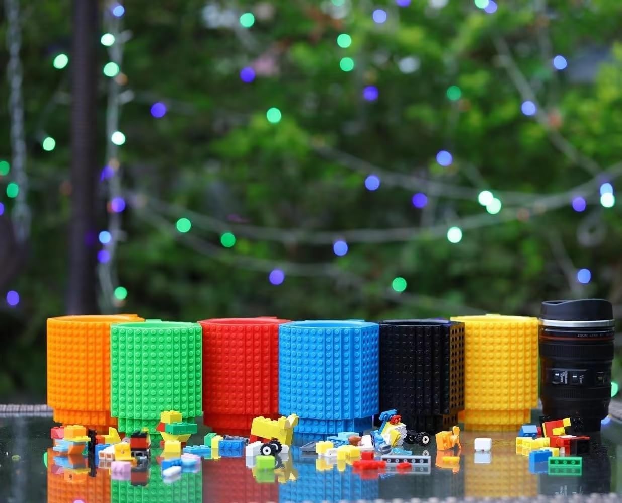 Build on Brick Coffee Mugs,Creative DIY Kids Party Cups with Building Blocks,Fun Novelty Gifts for Kids Childhood Adults Office Birthday Xmas,Red