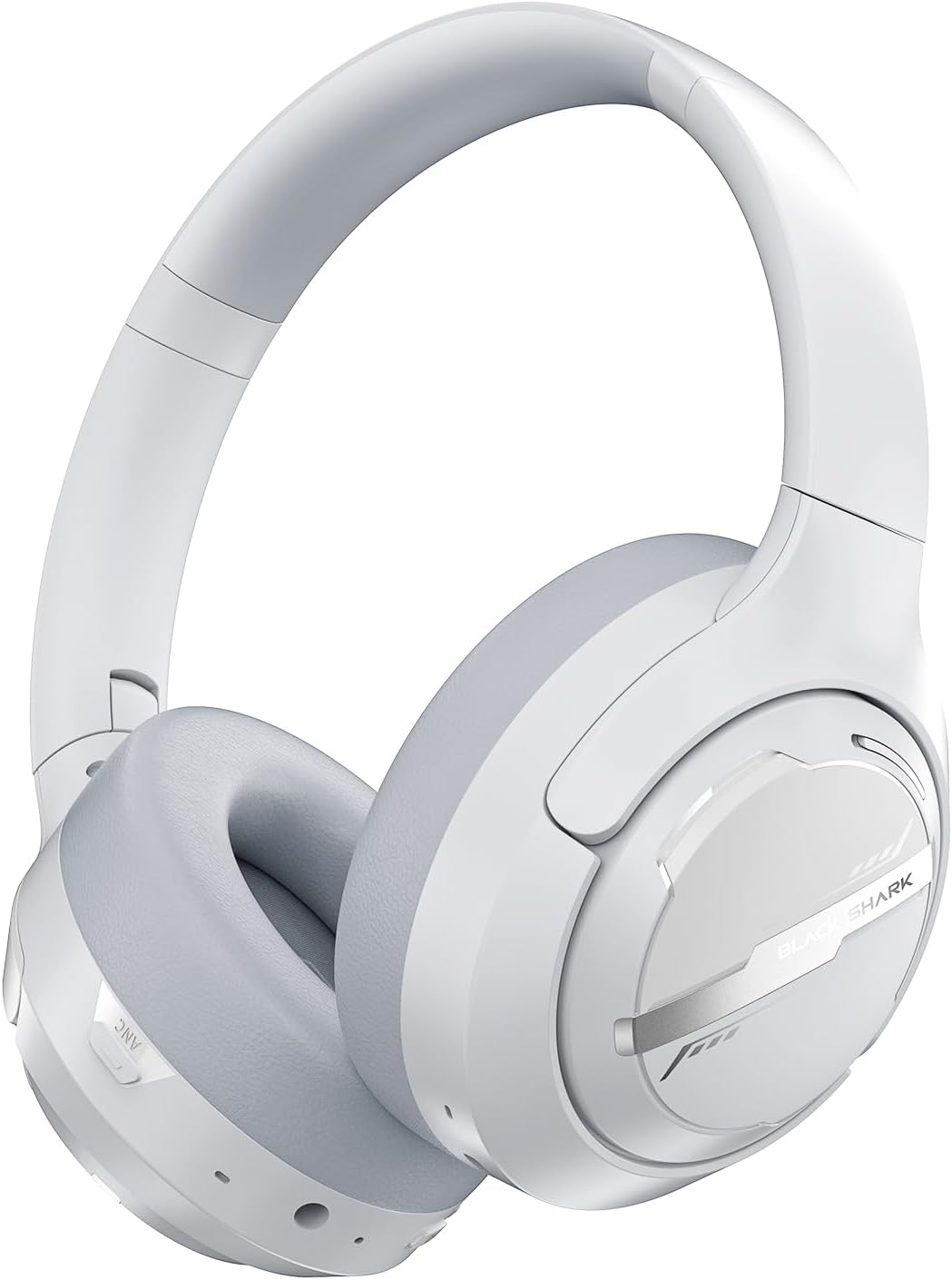 Black Shark JoyBuds Max Active Noise Cancelling Headphones, 50H Playtime Wireless Over Ear Headphones with Microphone, Bluetooth 5.4 Gaming Headsets Comfort Fit Ear Cups, 6EQ Modes via APP (White)