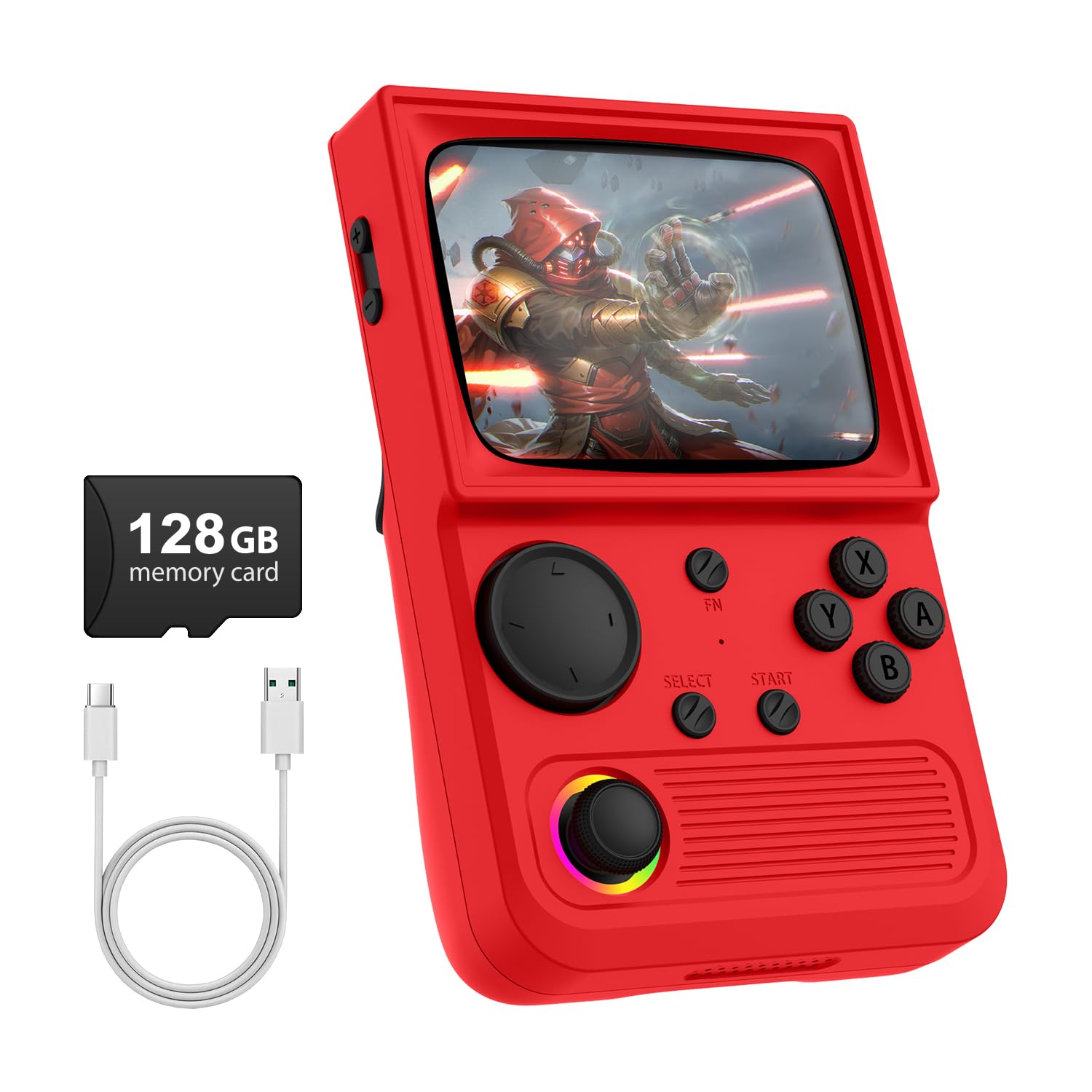 R36T Retro Gaming Console, 3.5'' IPS Screen CRT-Inspired, Handheld Game Console with 18000+ Classic Games Supports WiFi Networked Fighting and OTG, 3500mAh Battery, with Portable Case(Grey 64GB)