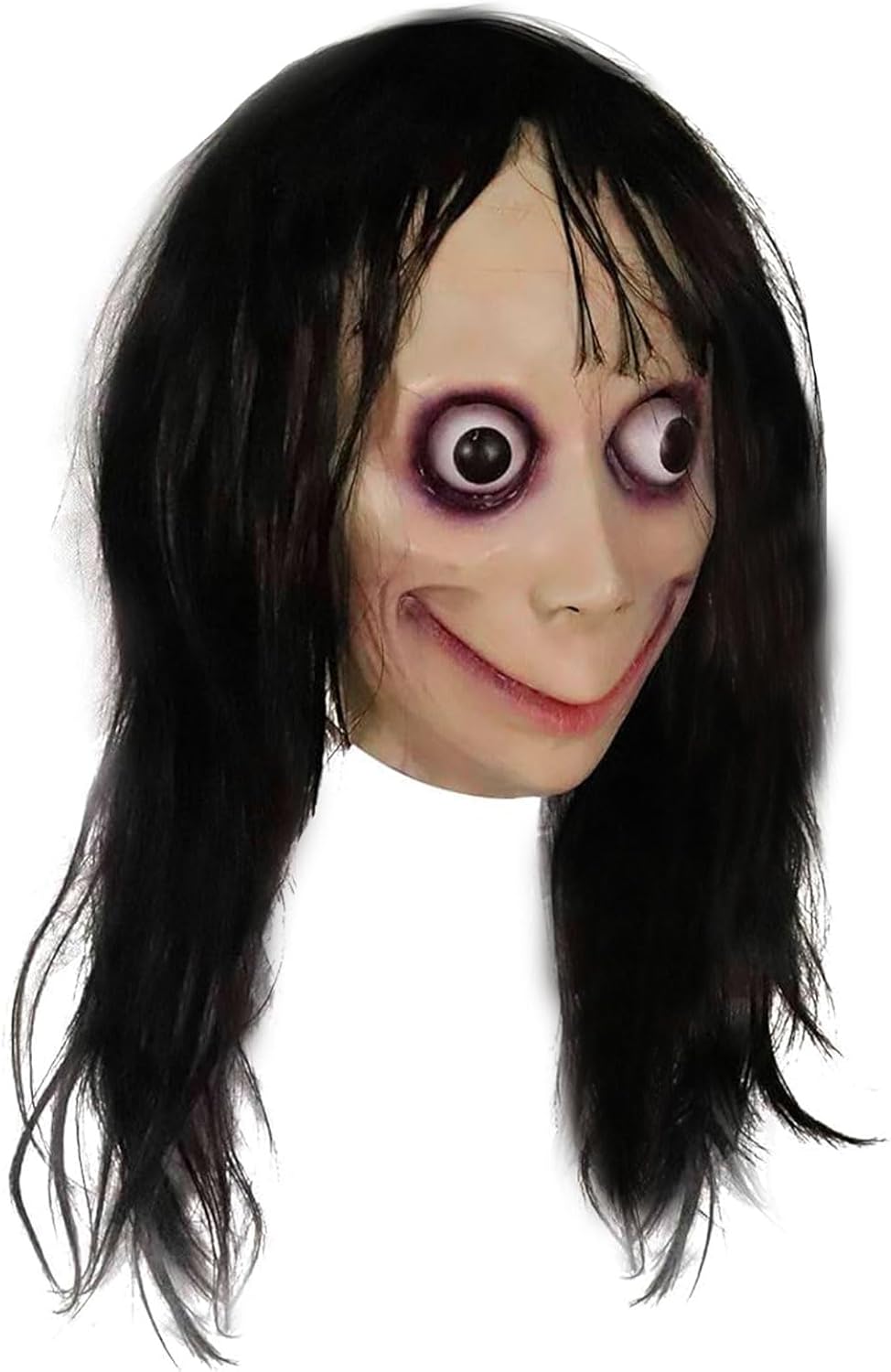 Long Hair MOMO Mask for Women, Scary Role Paly Face Masks with Long Wig for Cosplay Decor Party Props