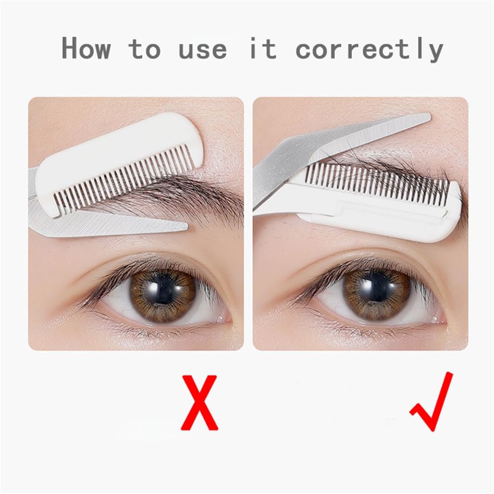 Eyebrow Trimmer with Razors, Eyebrow Scissors Comb for Women and Men, All-in-One Shaper Epilator Hair Remover, Multipurpose Exfoliating Dermaplaning Tool Razors Set-1 Pack