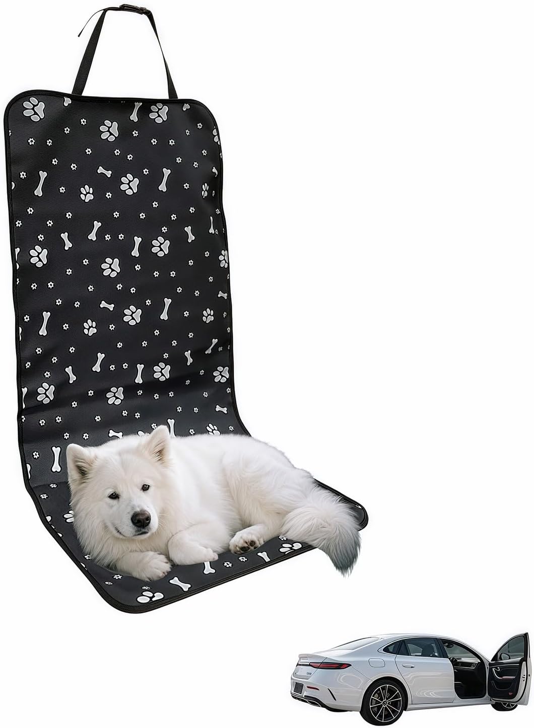 Waterproof Pet Car Seat Cover for Dogs&Cats,Non-Slip Oxford Fabric Hammock,Easy Clean Travel Mat for Front & Back Seat, Adjustable Buckle Design,19.29x17.3 Inch,Heavy Duty Dog Car Seat Protector