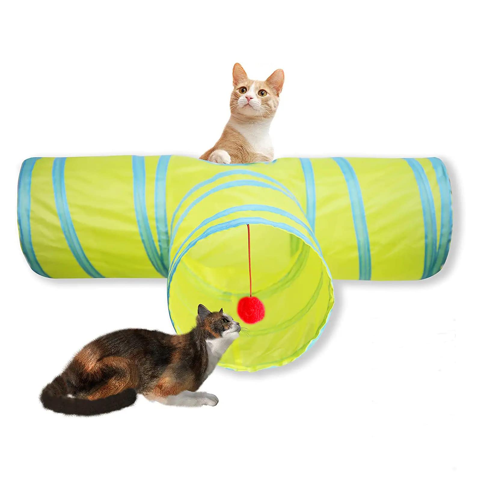 Cat Tunnel, Collapsible Tube with 1 Play Ball Kitty Toys, 3 Ways Cat Tunnels for Indoor Cats, Puppy, Kitty, Kitten, Rabbit