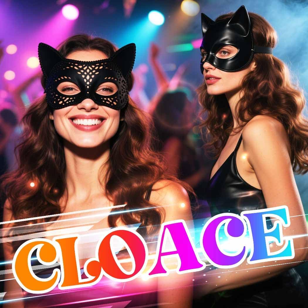 CLOACE Black Leather Masks Rivet Masquerade Cat Mask Eye Covers Halloween Costume Eye Accessory (Black)