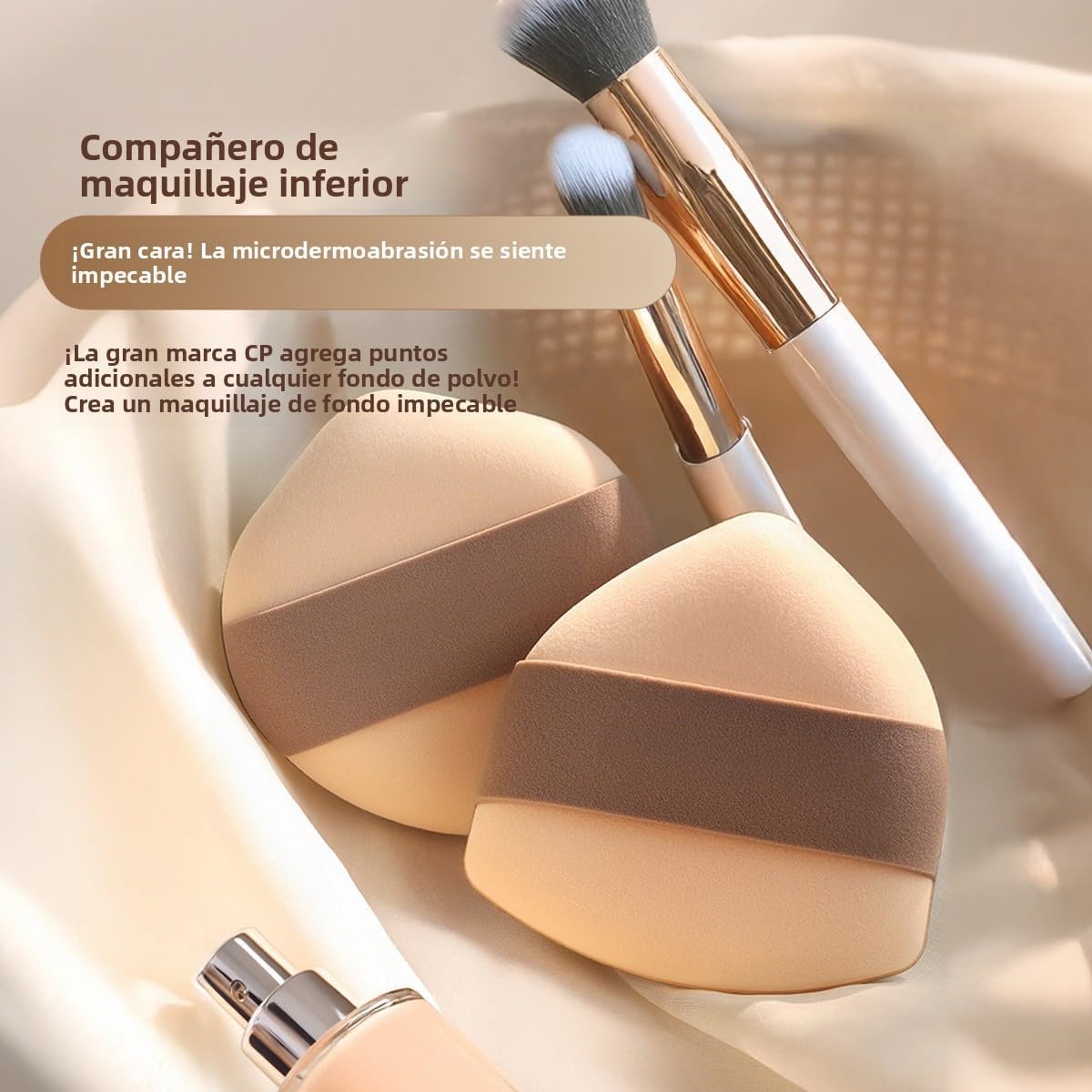 Caramel Mousse Makeup Sponge 2-Pack, Non-Absorbent & Hypoallergenic Beauty Blender for Flawless Liquid Foundation & Concealer Application, Wet or Dry Use for Cream & Face Makeup.