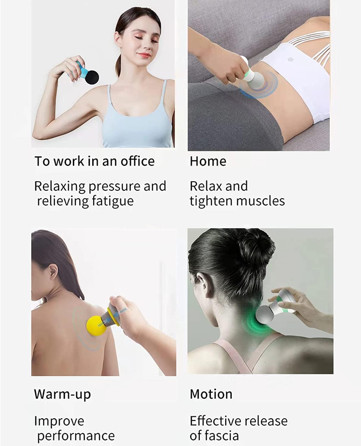 Mini Massage Gun, Portable Mini Massager USB Charging Electric Handheld Personal Massager with 6 Speed Vibration, Deep Tissue Muscle Massager Fascia Gun for Relaxation Muscles Relief Pain (Yellow)