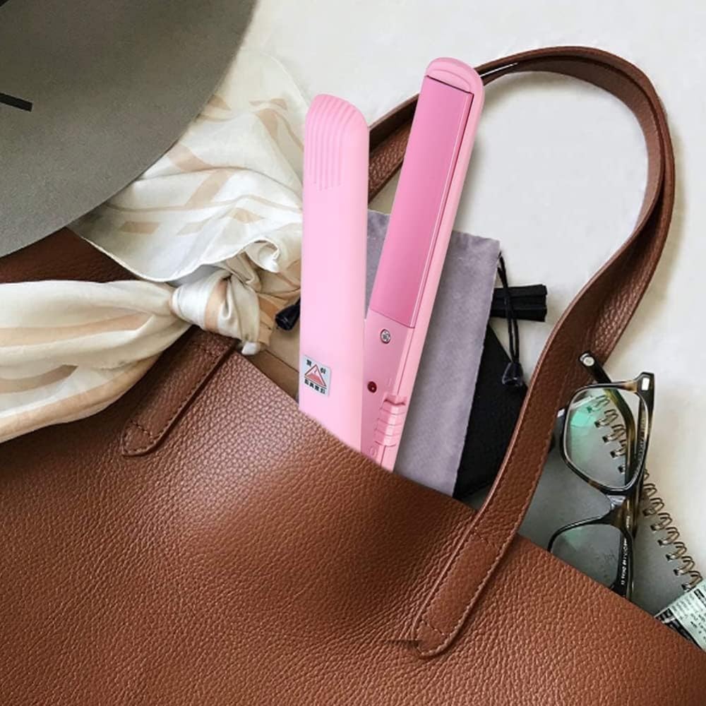 Purple Mini Ceramic Hair Curler Straightener, 2-in-1, Short Fine Hair, 1 Inch Barrel