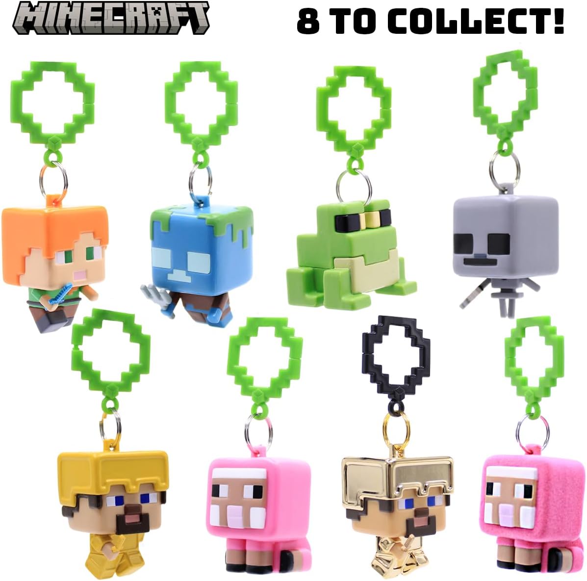 Officially Licensed Minecraft Backpack Hangers – Surprise Blind Box Figure – Durable Plastic Keychain Accessory for Backpack, Lunchbox, Gifts – Ages 3+ (Series 1)