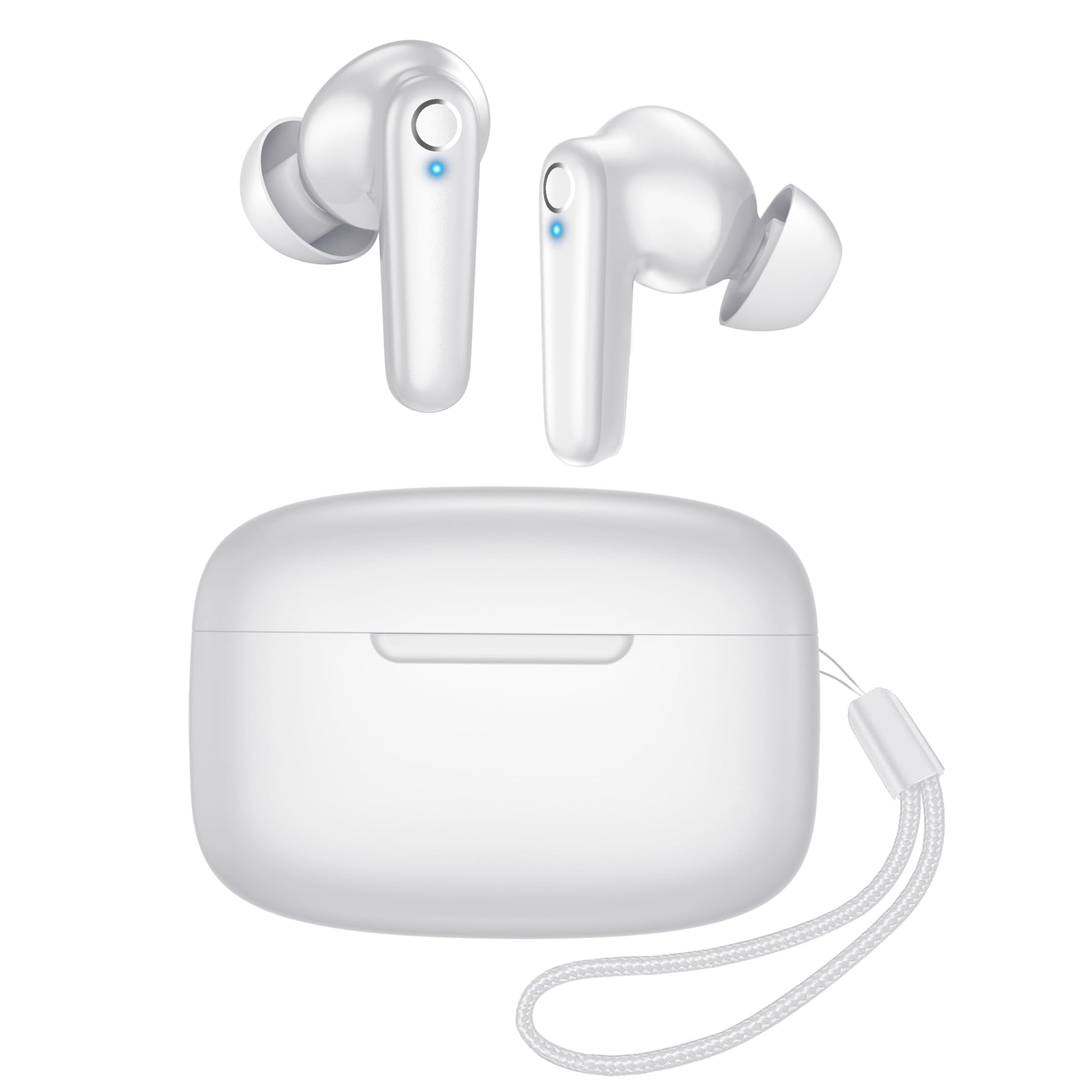 Redpepper Wireless Ear Buds Bluetooth 5.3 60H Using Time Headphones Deep Bass Clear Call Earbuds with Built-in Mic Touch Control Lightweight Headsets for Studying Working Gaming Blue