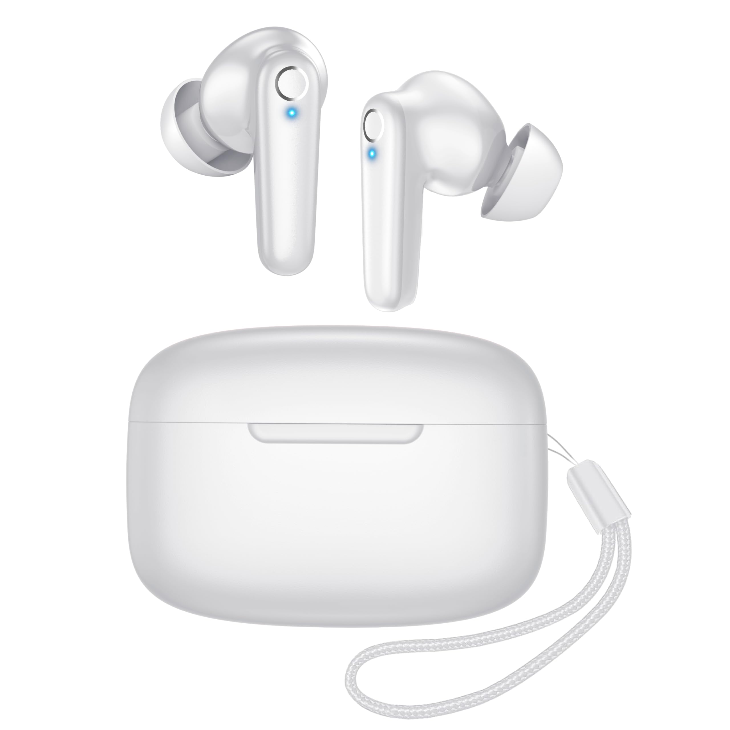 Redpepper Wireless Ear Buds Bluetooth 5.3 60H Using Time Headphones Deep Bass Clear Call Earbuds with Built-in Mic Touch Control Lightweight Headsets for Studying Working Gaming Blue