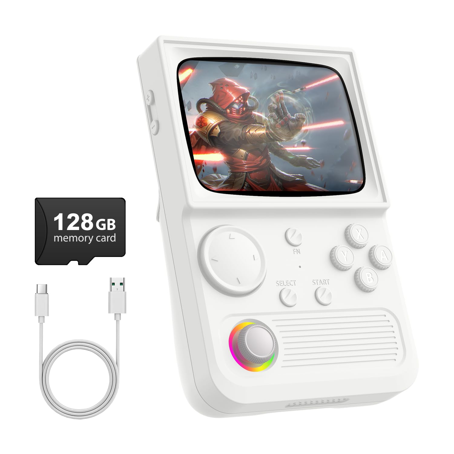 R36T Retro Gaming Console, 3.5'' IPS Screen CRT-Inspired, Handheld Game Console with 18000+ Classic Games Supports WiFi Networked Fighting and OTG, 3500mAh Battery, with Portable Case(Grey 64GB)