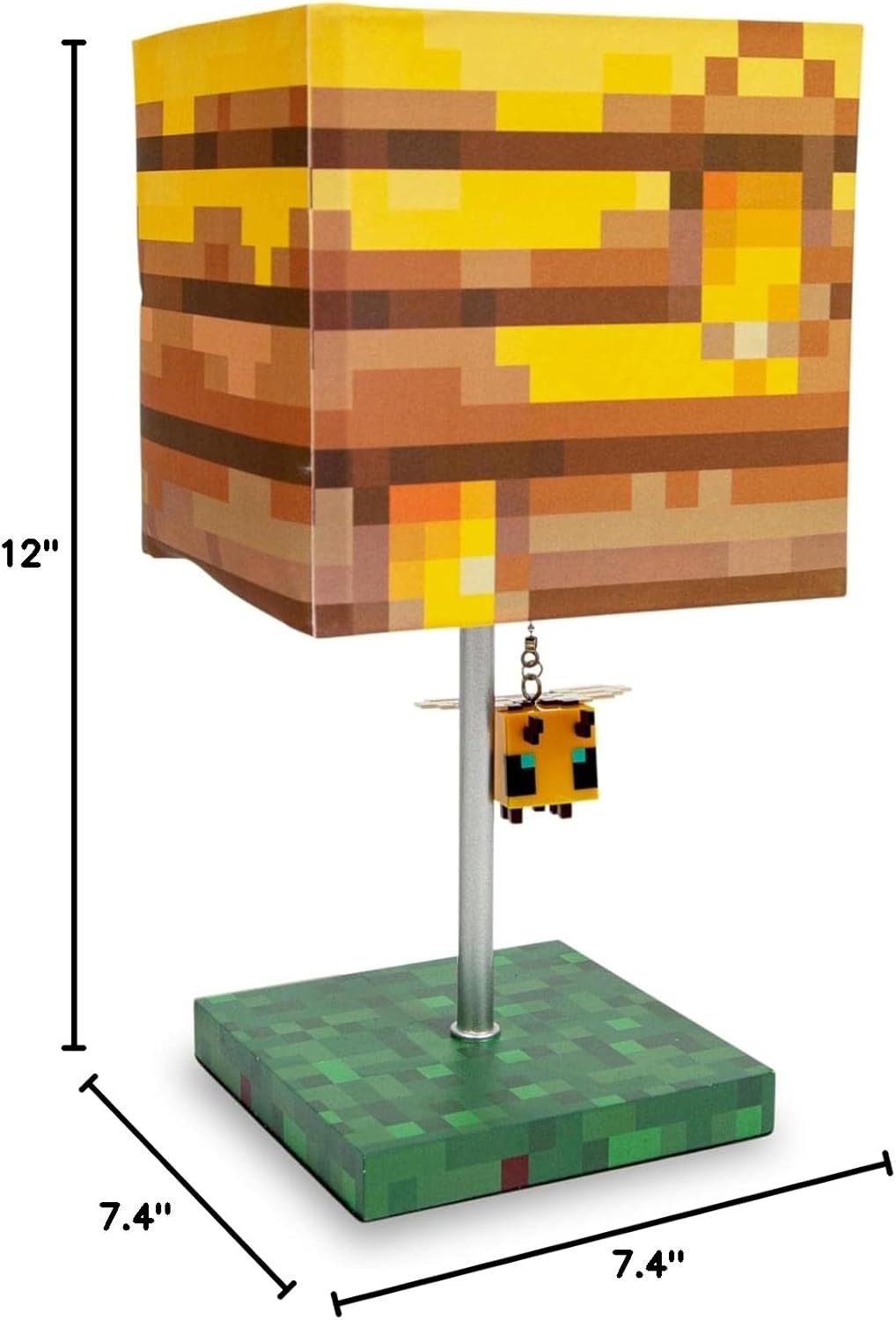 Minecraft Yellow Bee Nest Block Desk Lamp with 3D Bee Puller | Nightstand Table Lamp with LED Mood Light for Bedroom, Desk, Living Room, Playroom | Home Decor Kids Room Essentials | Video Game Gifts
