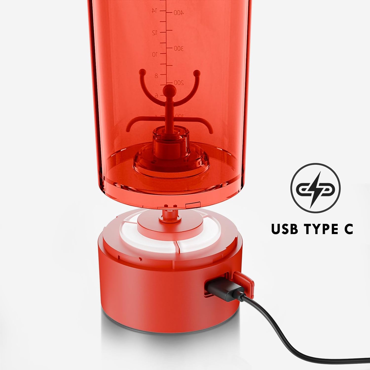 Electric Shaker Bottle USB C Rechargeable Protein Shaker Bottle Shaker cups for Protein Shakes Mixer with 24oz BPA Free Tritan Meal Replacement Shakes Made with Tritan Portable Blender Cup (Red)