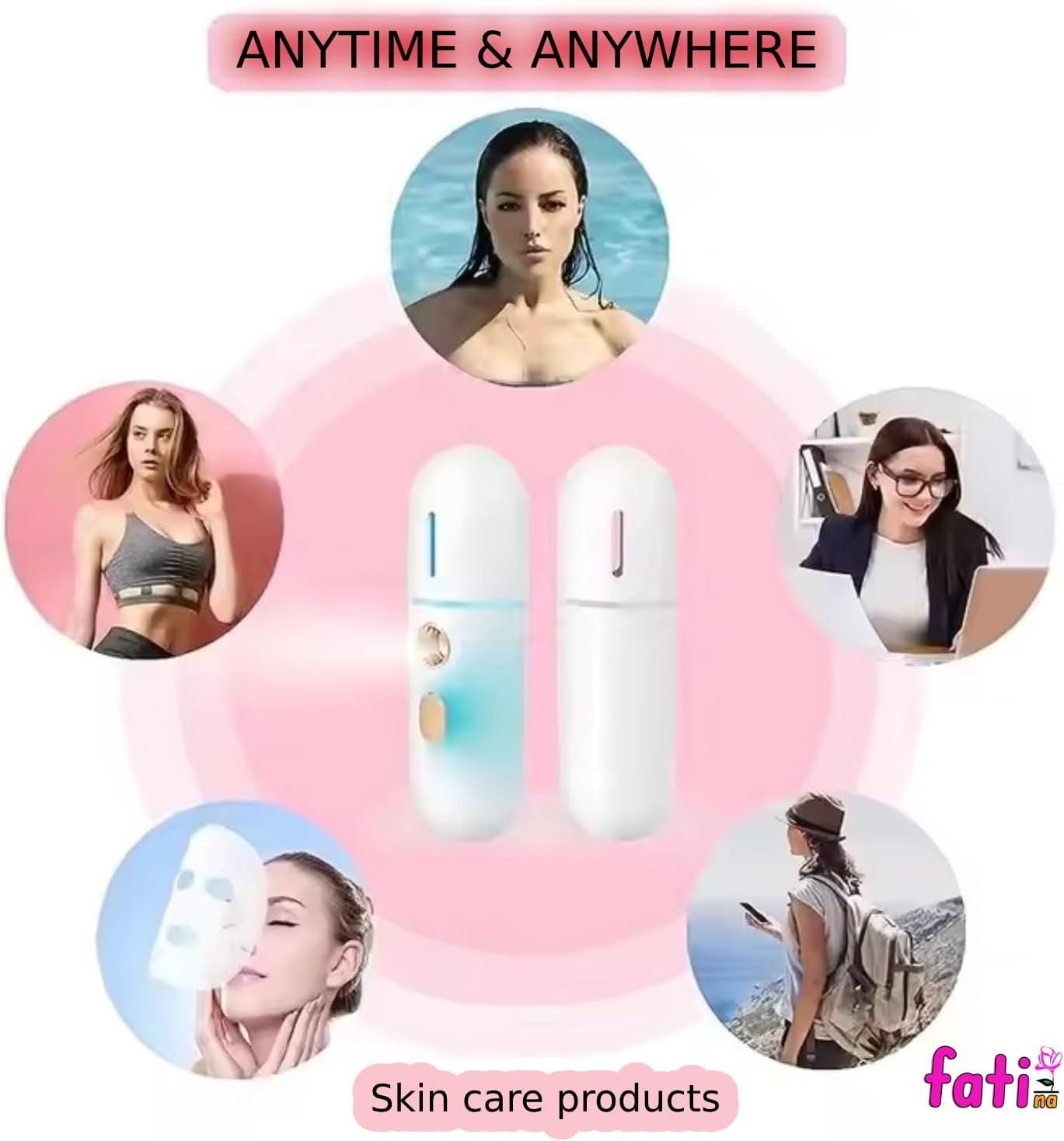 Nano Facial Spray Steamer, Pink, Moisturizing and Purifying, Mini Travel Size (Blue)