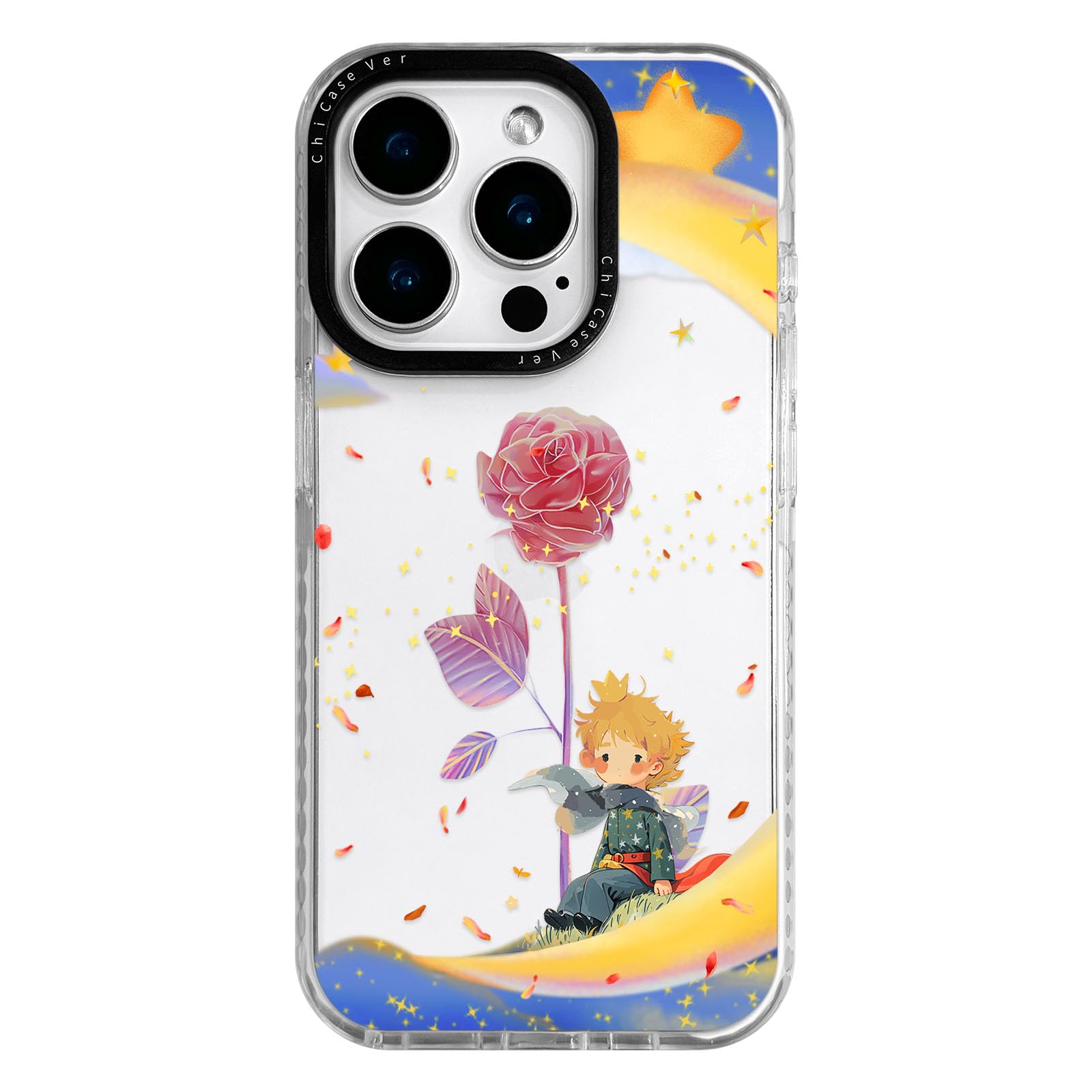 for iPhone 12 Case, Cartoon Pattern with Little Prince-Like, Military-Grade Drop Protection, Cute Soft Slim TPU Protective Cover with Camera Lens Protection for Women & Girls
