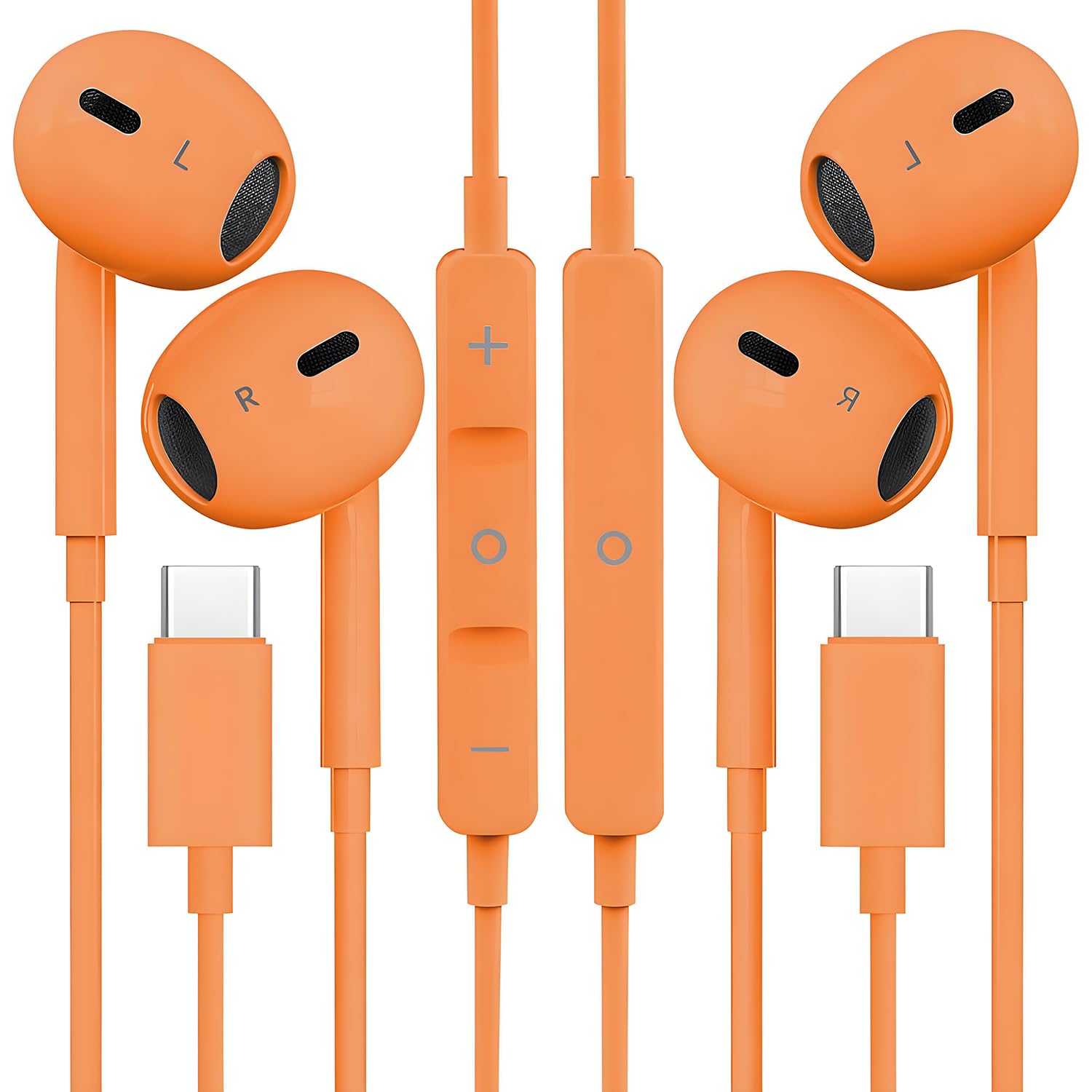 2 Packs USB C Headphones for iPhone 16/15 Phone Earbuds with Microphone & Volume Control HiFi Stereo Type C Earphones for Galaxy S23/S22/S21/S20/Ultra Note 10/20, for Pixel 7/6/6a/5/4,for OnePlus 9 8